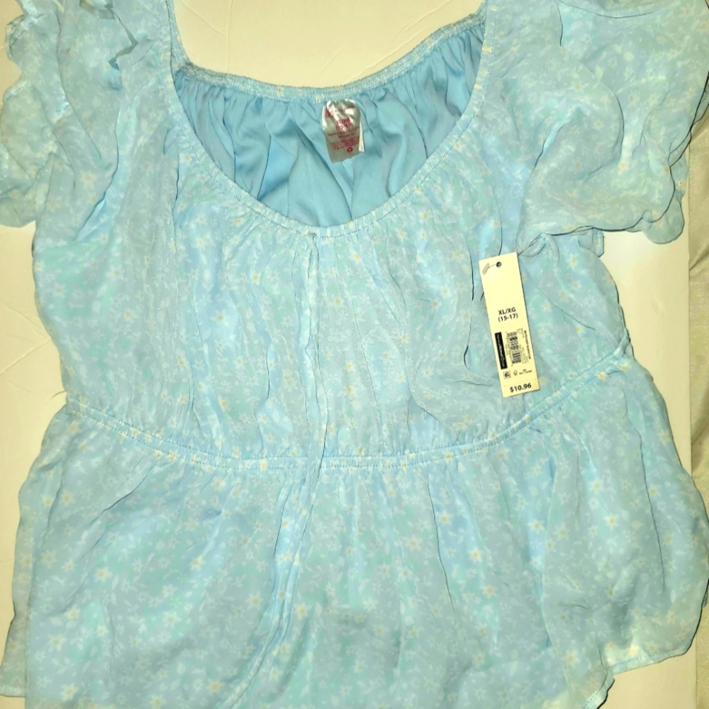 Nobo XL off shoulder crop top blue/floral